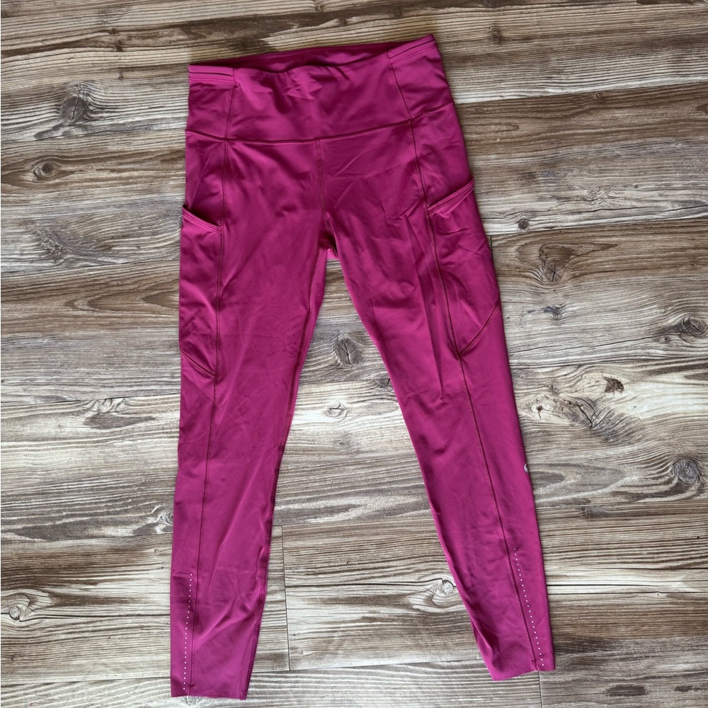 Lululemon Fast and Free Tight 25” High Rise Nulux Pocket Leggings Pink Size 8